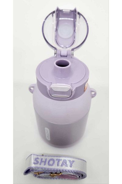 Shotay Dome ST-8081 - 800ml Purple Thermos Flask with Steel Straw - Use Without Straw