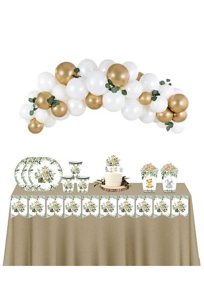 Big Party Baby Animal Flaged Plate and Cup Set for 16 People