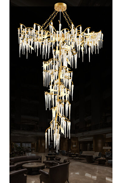 RONİSU AYDINLATMA Serip 150'lik Ağaç Avize Büyük Ağaç Görünüm Taşlı Avize