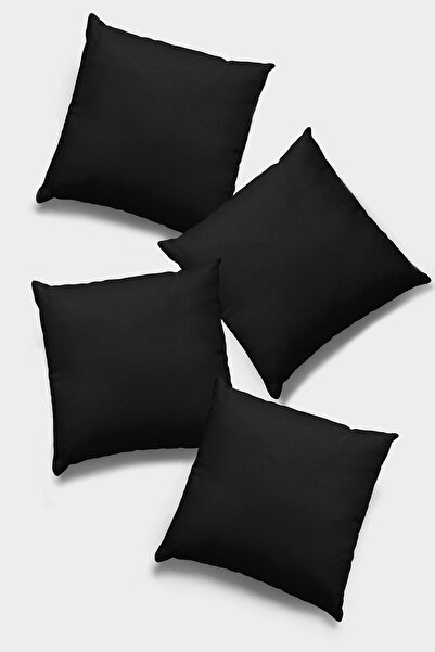 Lizia Home Black 4-Piece Double Sided Hidden Zipper Throw Pillow Cover Premiu...