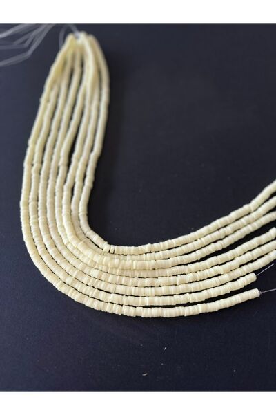 LİVZA BİJUTERİ Fimo Boncuk Dizisi,40cm Hamur Boncuk Fimo Dizi 6mm Krem Renk P...