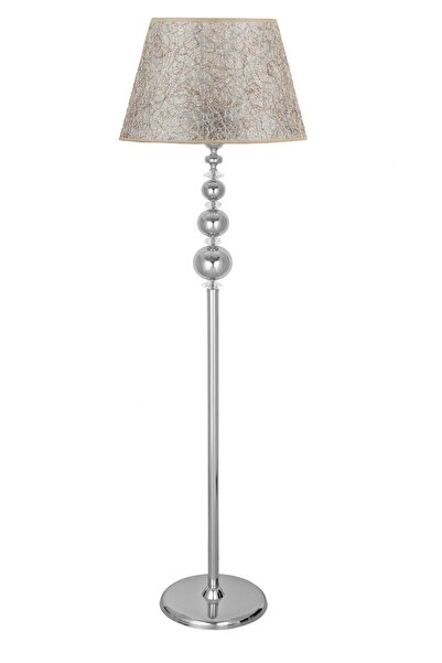 Vinner Kristal Taşlı Üçlü Küre Krom Kaplama Metal Lambader - Sarı Kırçıl