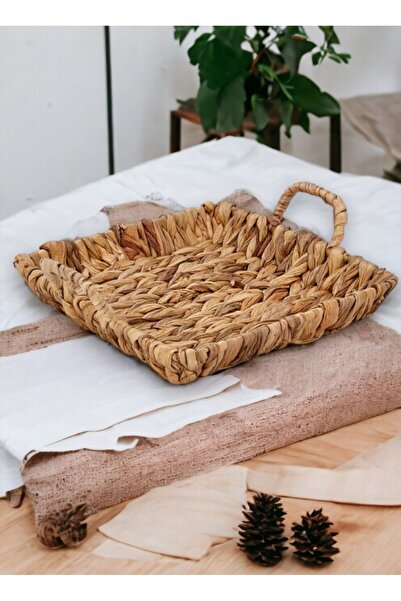 Çavdar Group Hasır Su Sümbülü Mega Tepsi Kare El Yapımı Servis Tepsisi Düzenl...