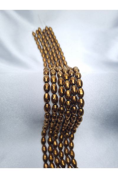Yüksel Boncuk 6x9 mm Barley Cut Hematite (Bronze) Natural Stone Array