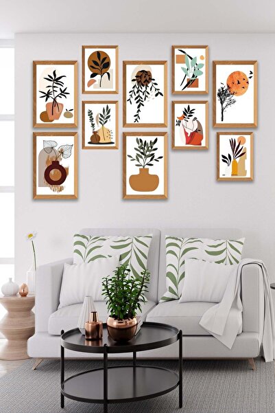 no77decor 10 Parça Modern Sanatsal Bohem Tarzda (ahşap Çerçeve Görünümlü) Uv ...