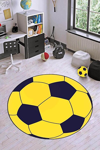 Viva Home Sarı Lacivert Kanarya Yuvarlak Taraftar Halısı VH080