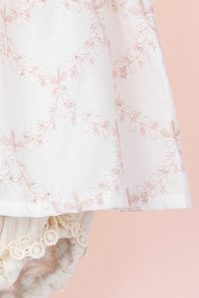 Banamio Cleo Brode Blouse and Shorts Set - Button, Bow and Scallop Detail