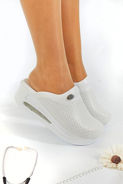 AREL MEDİKAL Air Sole Wedge Heeled Orthopedic Hospital Nurse Γυναικείες Παντόφλες Λευκές