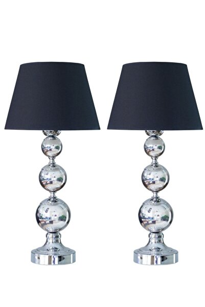 Vinner Krom Nikel Kaplama Üçlü Küre Modern Metal Abajur - Siyah Başlık (iki A...