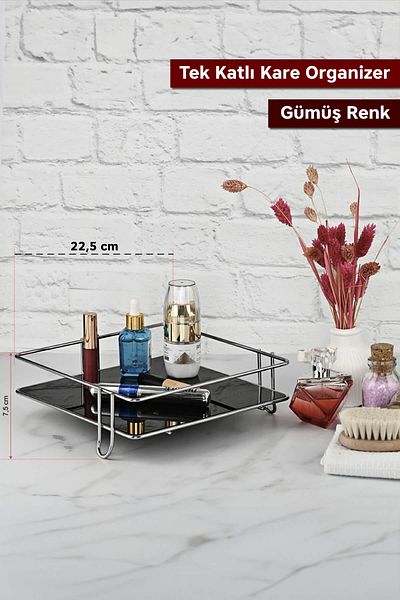 ARVALE Silver Cosmetic Jewelry Organizer Οργανωτής μακιγιάζ μπάνιου |   Τετράγωνο