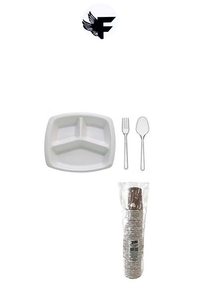 FİGANLAR Set of 50 3-Compartment Foam Plates
