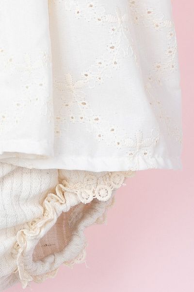 Banamio Cleo Brode Blouse and Shorts Set - Button, Bow and Scallop Detail