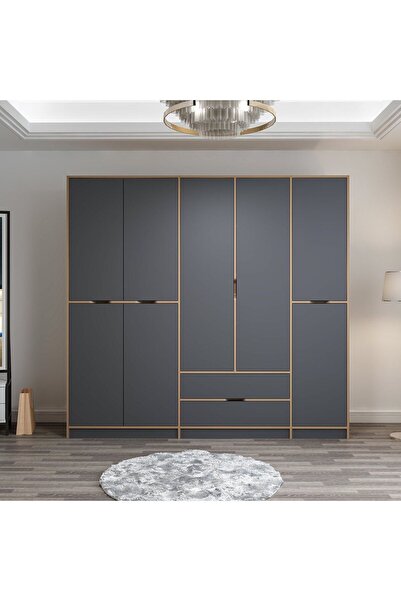 Minar Elina 5 Kapaklı Dolap - Dore/Antrasit