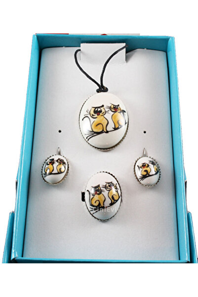Çini Evi Inserted Cute Cats Set