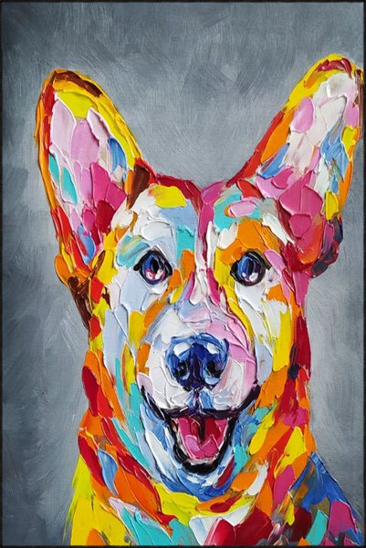 Rugs Modern Halı سجادة مبتسمة K9 Dog مصبوغة بألوان الباستيل وقاعدة منسوجة قاب...
