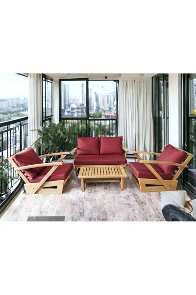 zerkaconcept Monza Bahçe Balkon Masf Kestane Ahşap Kollu Koltuk Takım 1 Adet ...