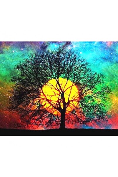 Pastelya Sayılarla Boyama Seti Çerçeveli Kasnaklı Dingin Ağaç 60 X 75 Cm