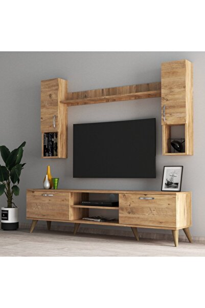 Tanmob Mega 180 Lik Kapaklı Raflı Tv Ünitesi Çam - Tvu0202