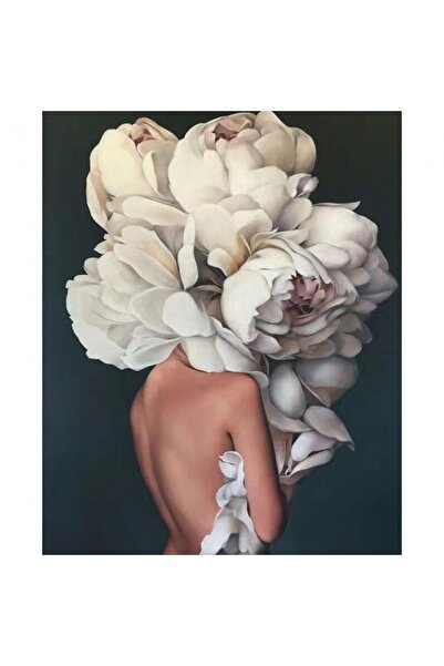Pastelya Sayılarla Boyama Seti Çerçeveli Kasnaklı Çiçek Kadın 29 50 X 65 Cm