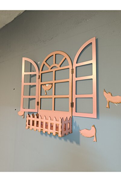 NED MDF LAZER DEKARASYON Pembe Pencere Temalı Çiçeklik Ahşap Mdf Lazer Kesim ...