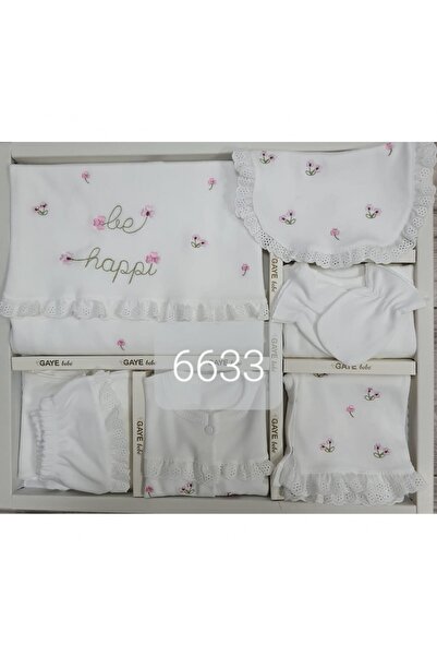 Gaye Çiçek Nakışlı Kız Bebek 10lu Zıbın Set Hastane Çıkışı