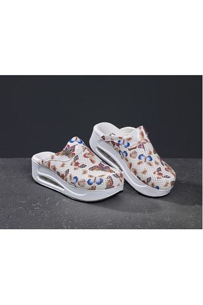 SABOTERLİK Air Sole Wedge Heels Orthopedic Hospital Nurse Women Sabo Slippers Kelebek