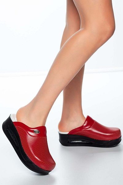 SABOTERLİK Air Sole Wedge Heeled Orthopedic Hospital Nurse Γυναικείες παντόφλες Sabo Κόκκινες