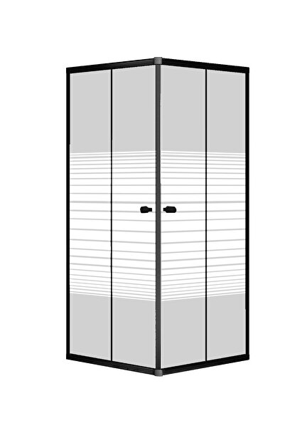 Sanica Magna Cam Duşakabin Kare Siyah Çizgi Desen 4 Mm Cm H:178