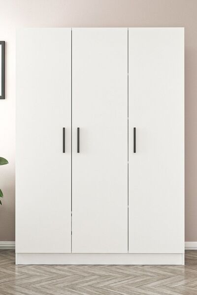 Minar Kale 3 Kapaklı Zincir Dolap - Gardrop - Beyaz