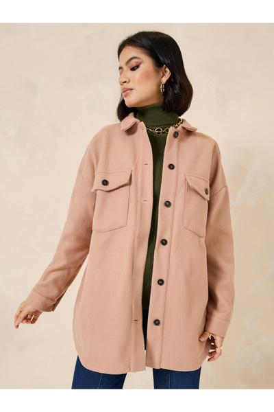 Styli Oversized Longline Wool-Like Shacket