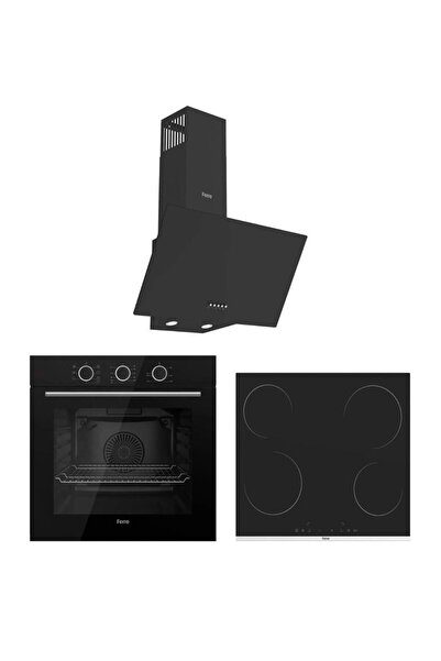 Ferre Elektrikli Ocaklı Siyah Set ( D086 Siyah Davlumbaz-MS261 Ocak- XE62CS F...