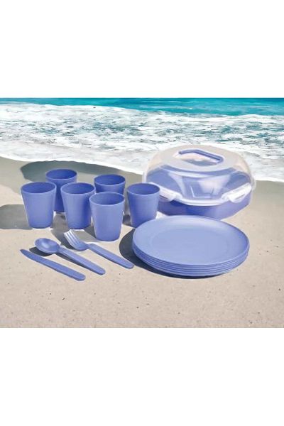 ÇEÇEN HOME 6-Person Picnic Set - 32 Pieces Cup, Fork and Spoon Plate