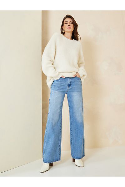 Styli Oversized Longline Fuzzy Yarn Sweater