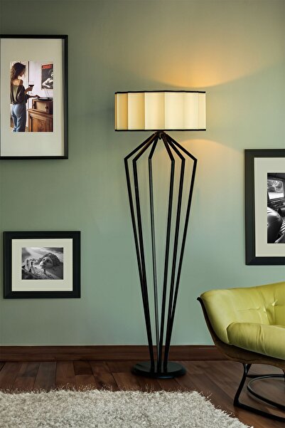 Vinner Spider Statik Siyah Metal Özel Tasarım Lambader - Krem