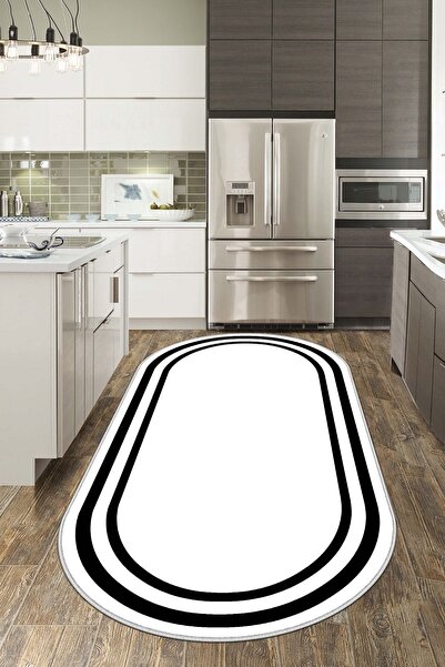 Confidence Home Makinede Yıkanabilir Kaymaz Taban Leke Tutmaz Beyaz Oval Mutf...