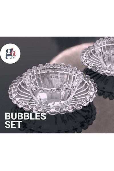 DİBA AVM 12 Pieces Small Glass Bead Pattern Snack Bowl Breakfast Presentation Bowl