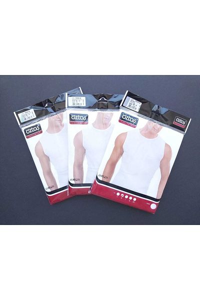 Öztaş Underwear 3 Pieces Men's Ribbed Sleeveless Crew Neck