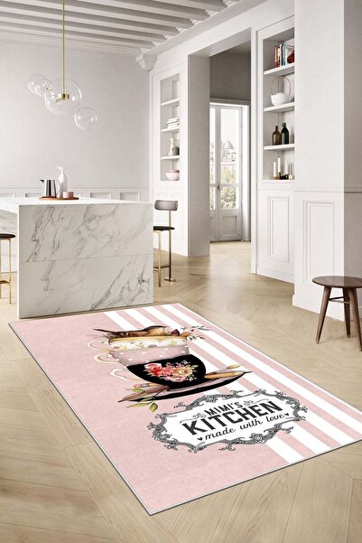 Confidence Home Makinede Yıkanabilir Kaymaz Taban Leke Tutmaz Modern Pembe Mu...
