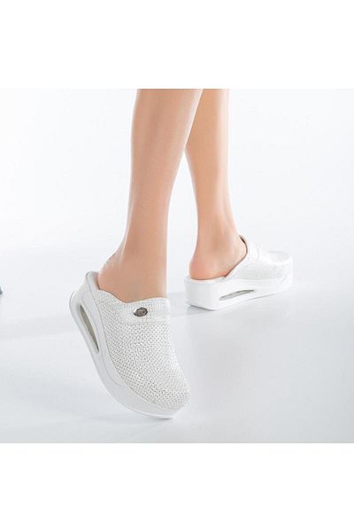 SABOTERLİK Wedge Heeled Orthopedic Hospital Nurse Γυναικείες Παντόφλες Silvery 451