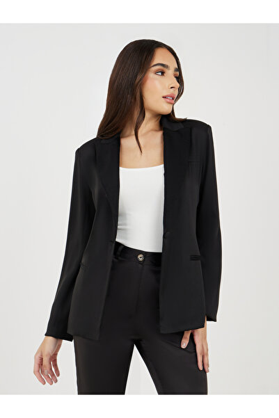 Styli سترة من الساتان بصدر واحد بقصة عادية