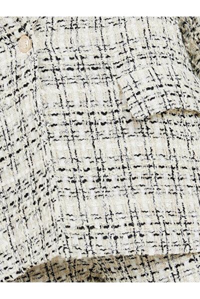 Styli Regular Fit Single Breasted Tweed Blazer With Pockets