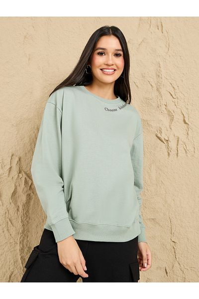 Styli Regular Fit Slogan Embroidered Sweatshirt