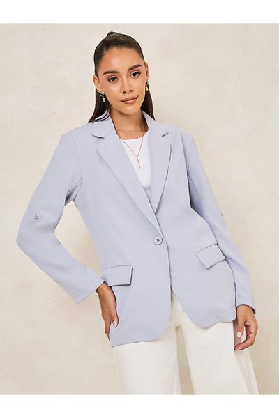 Styli Regular Fit Roll-Up Sleeves Blazer with Flap Detail