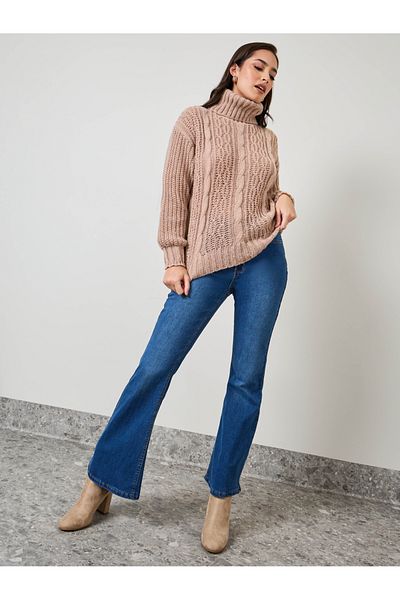 Styli Oversized Cable Knit Turtle Neck Sweater