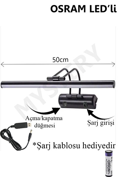 MYSTERY Osram led Flüt Şarjlı Pilli kasa koridor Günışığı Ledli Tablo Kuğu Duvar Aplik şarjlı Pilli 50CM