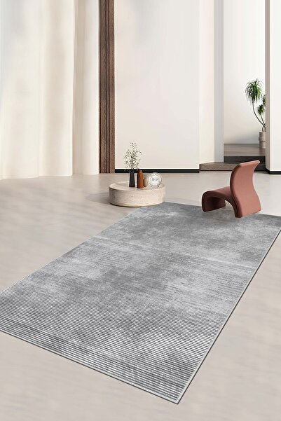 Confidence Home Makinede Yıkanabilir Kaymaz Taban Leke Tutmaz Gri Salon Halıs...