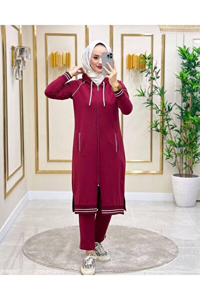 moda4b بدلة حجاب نسائية 2 قطعة قماش خيطين p-45886 _ بورجوندي