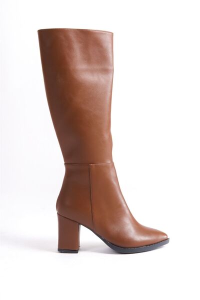 DS AYAKKABI Women's Zippered Below Knee Length 7 cm Heeled Boots