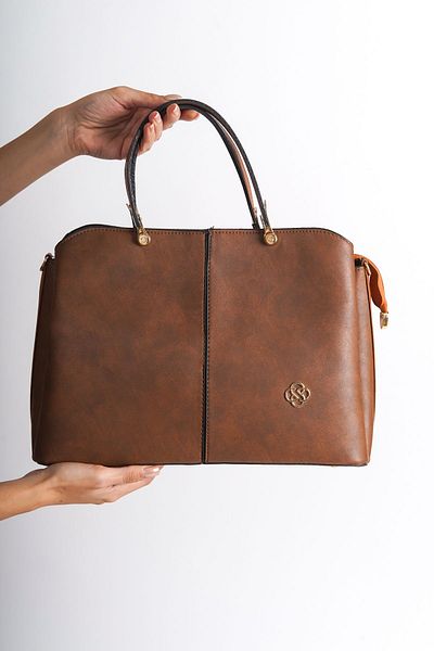 Redoxy Geantă neagră de umăr din două piese din piele mată cu design special pentru femei