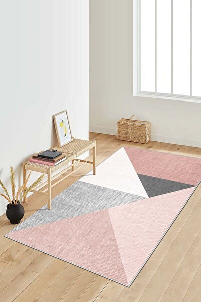 Lavita Home Dijital Baskı Yıkanabilir Kaymaz Pudra Salon Halısı Mutfak Halısı...
